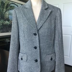 Anne Klein black & white houndstooth blazer size 8